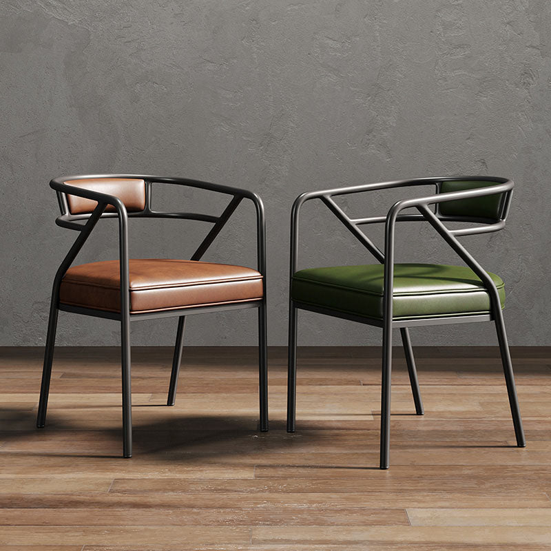 Silla de comedor industrial con respaldo abierto y acabado mate de terciopelo (juego de 2)