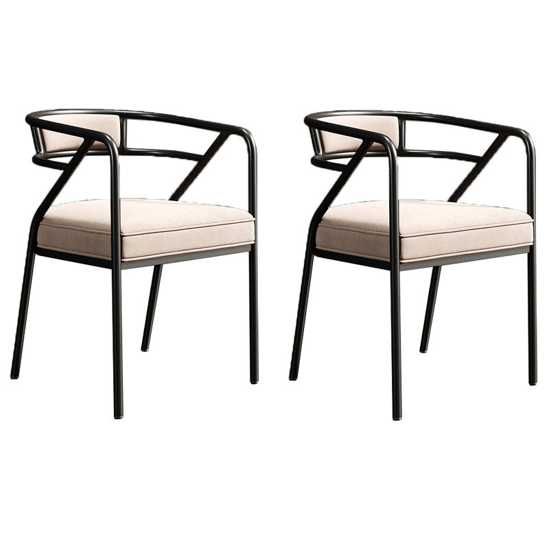 Silla de comedor industrial con respaldo abierto y acabado mate de terciopelo (juego de 2)