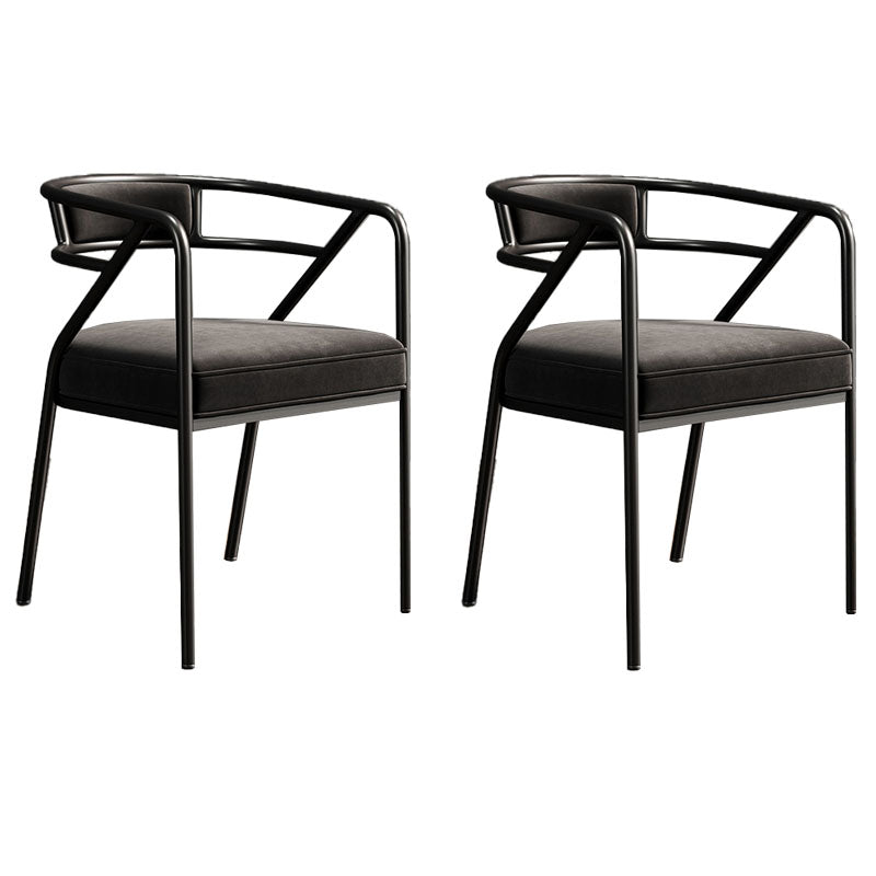 Silla de comedor industrial con respaldo abierto y acabado mate de terciopelo (juego de 2)