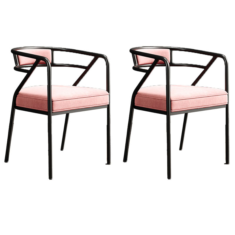 Chaise de salle à manger à dossier ouvert au fini mat avec accoudoirs en velours Industrial Home (Ensemble de 2)