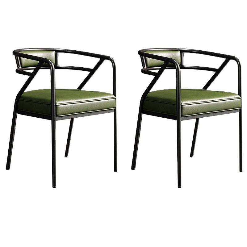 Chaise de salle à manger à dossier ouvert au fini mat avec accoudoirs en velours Industrial Home (Ensemble de 2)