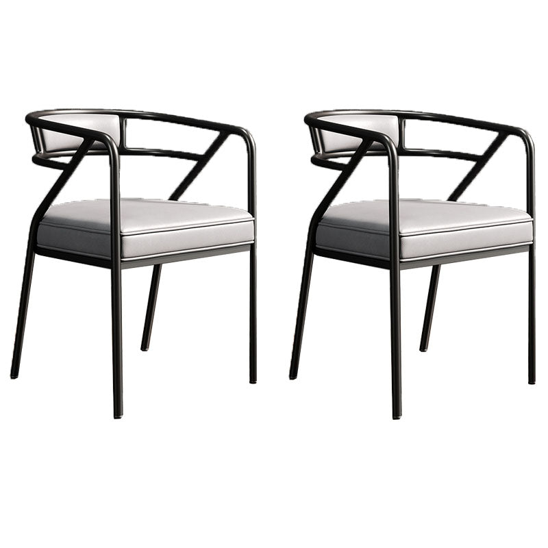 Silla de comedor industrial con respaldo abierto y acabado mate de terciopelo (juego de 2)