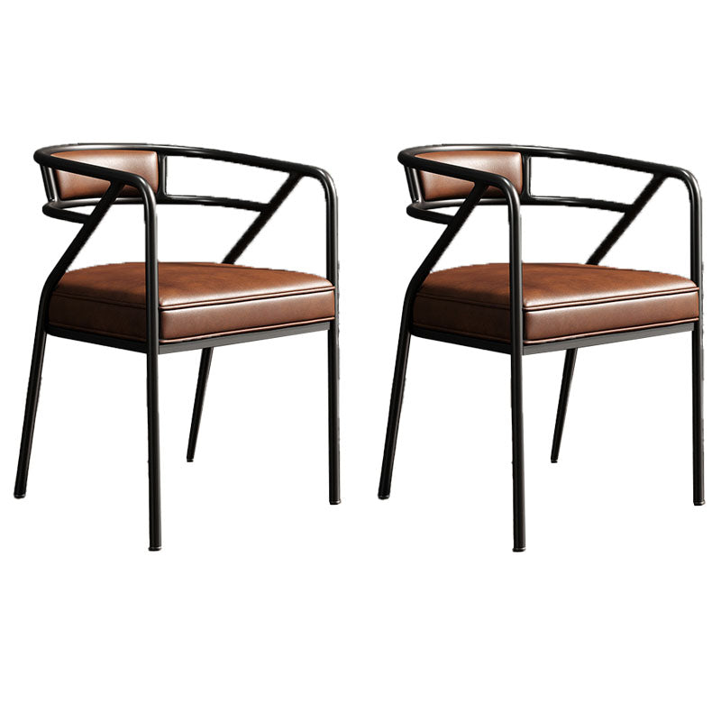 Silla de comedor industrial con respaldo abierto y acabado mate de terciopelo (juego de 2)