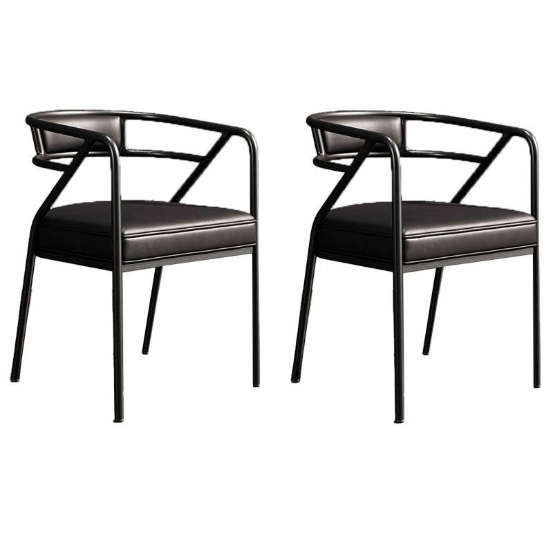 Silla de comedor industrial con respaldo abierto y acabado mate de terciopelo (juego de 2)