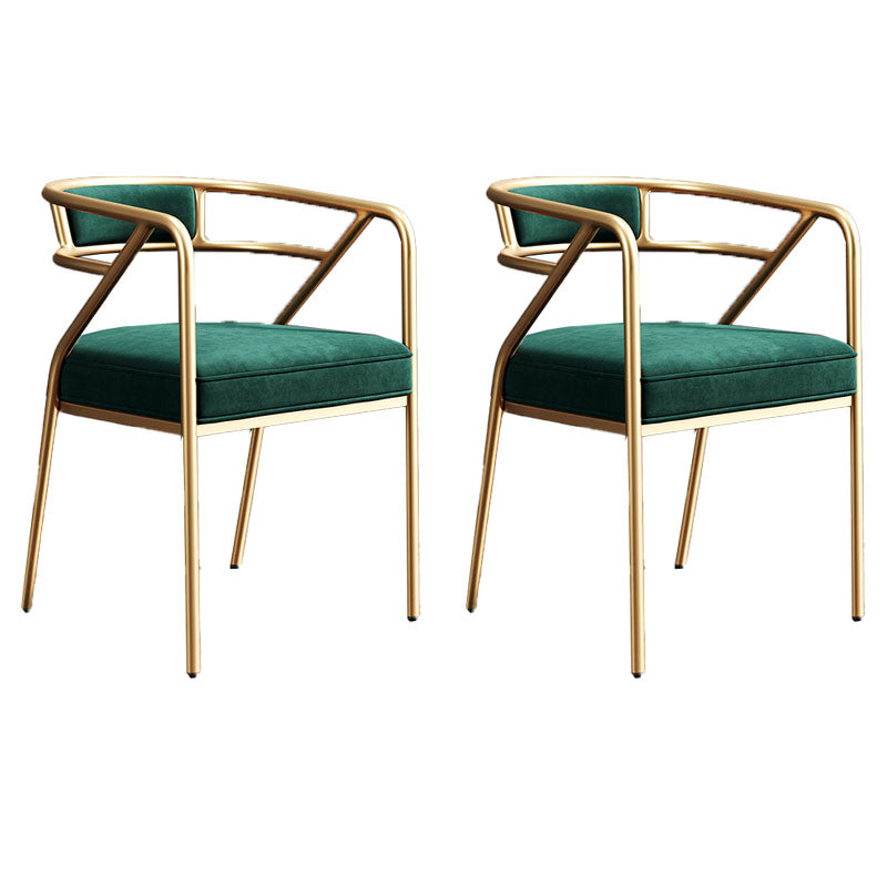 Silla de comedor industrial con respaldo abierto y acabado mate de terciopelo (juego de 2)