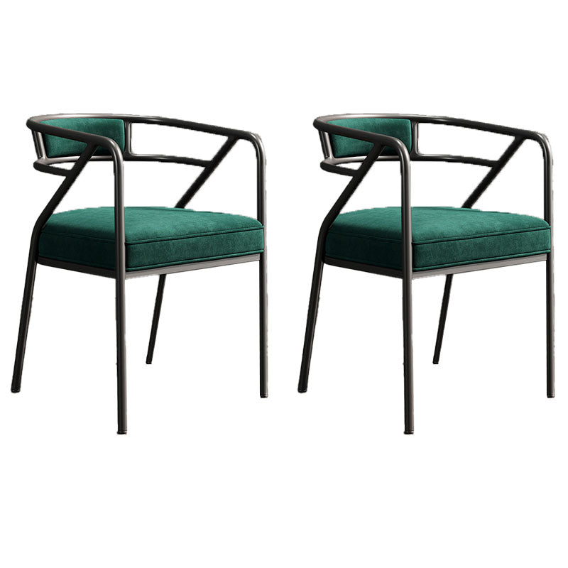 Silla de comedor industrial con respaldo abierto y acabado mate de terciopelo (juego de 2)