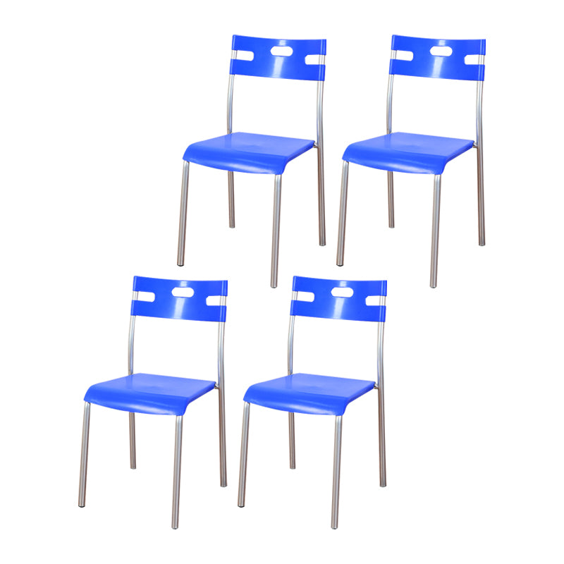 Plástico de estilo minimalista que cena la parte posterior abierta apilable de la silla sin brazos que cena la silla lateral
