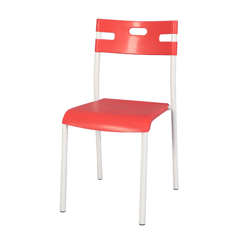 Plástico de estilo minimalista que cena la parte posterior abierta apilable de la silla sin brazos que cena la silla lateral