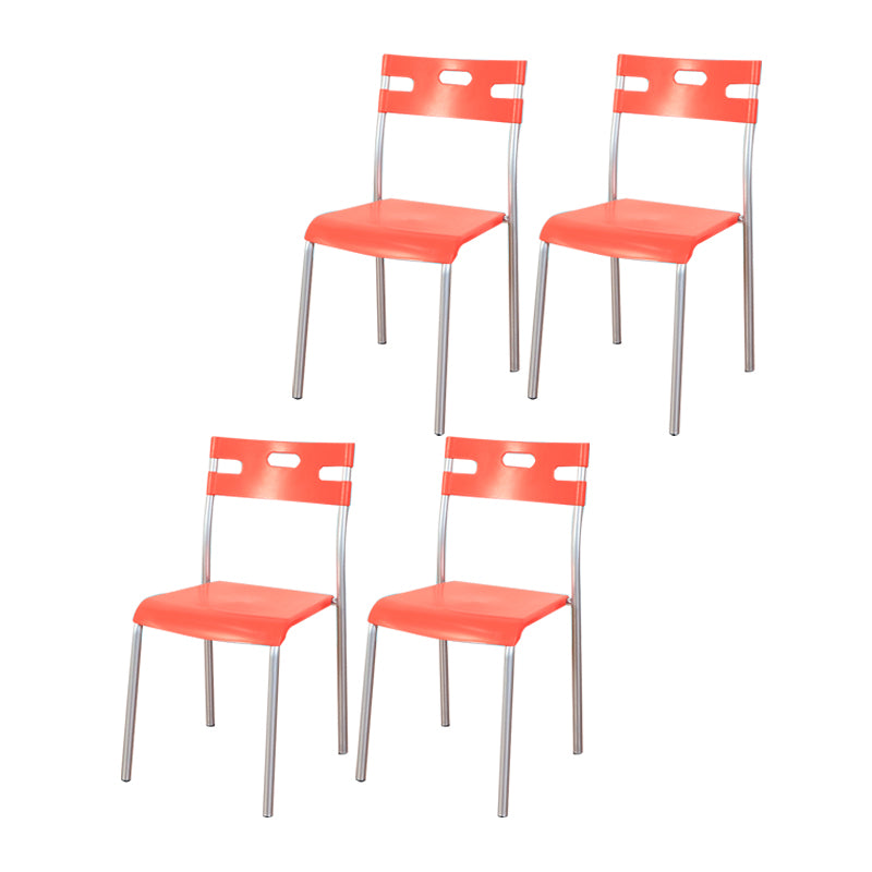 Plástico de estilo minimalista que cena la parte posterior abierta apilable de la silla sin brazos que cena la silla lateral