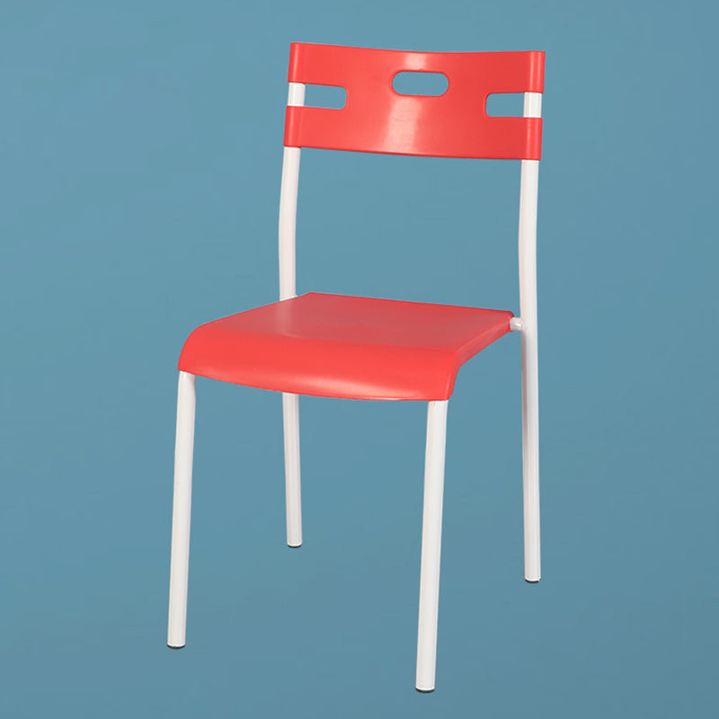 Chaise sans bras de salle à manger en plastique de style minimaliste, chaise latérale de salle à manger à dossier ouvert empilable