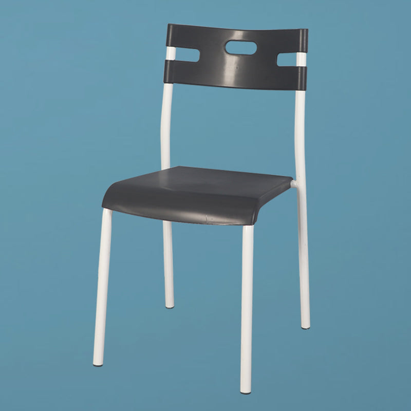 Plástico de estilo minimalista que cena la parte posterior abierta apilable de la silla sin brazos que cena la silla lateral