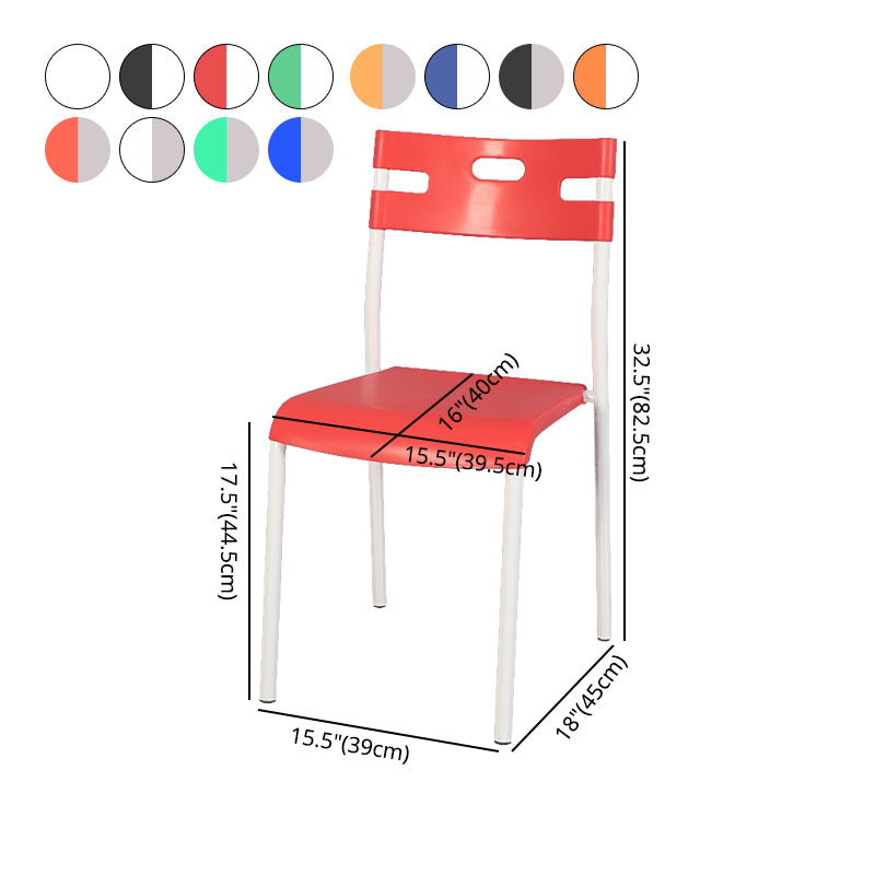 Plástico de estilo minimalista que cena la parte posterior abierta apilable de la silla sin brazos que cena la silla lateral