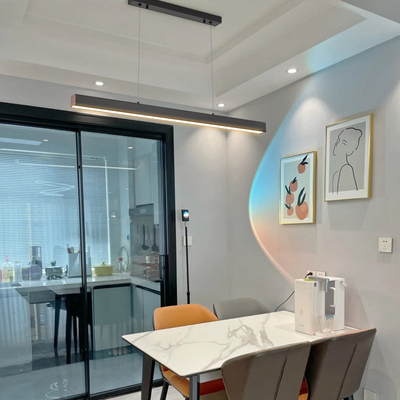 Comedor Modern Island Lighture Luz de aluminio lineal negro Luz de aluminio