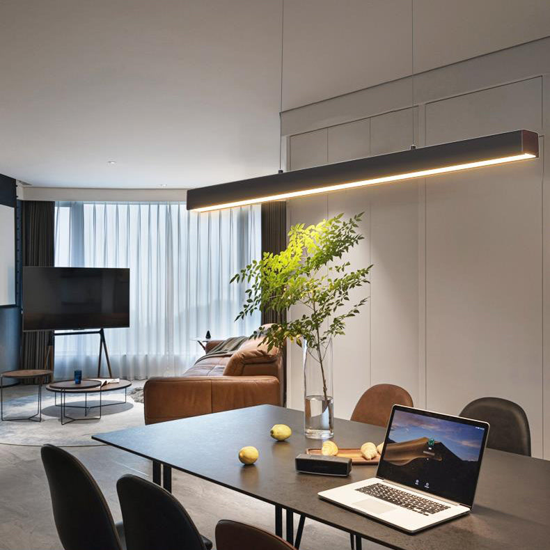 Comedor Modern Island Lighture Luz de aluminio lineal negro Luz de aluminio