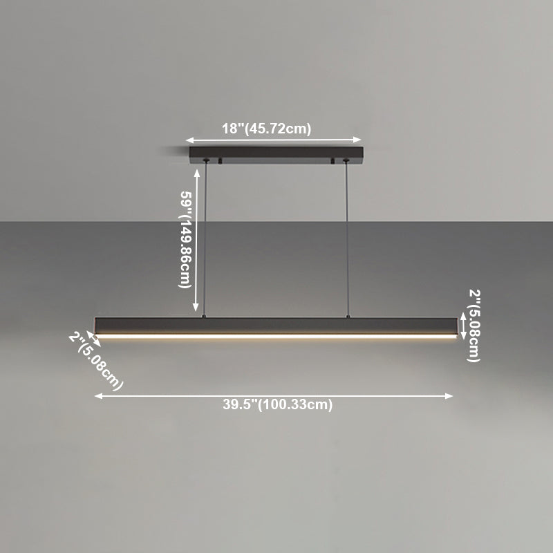 Comedor Modern Island Lighture Luz de aluminio lineal negro Luz de aluminio