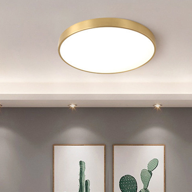 Round Shape LED Ceiling Lamp Modern  Copper 1 Light Flush Mount for Living Room
