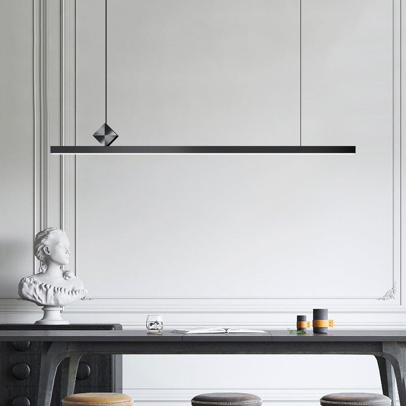 Modern Kitchen Pendant Light Linear Metal Single Light Island Ceiling Light in Black
