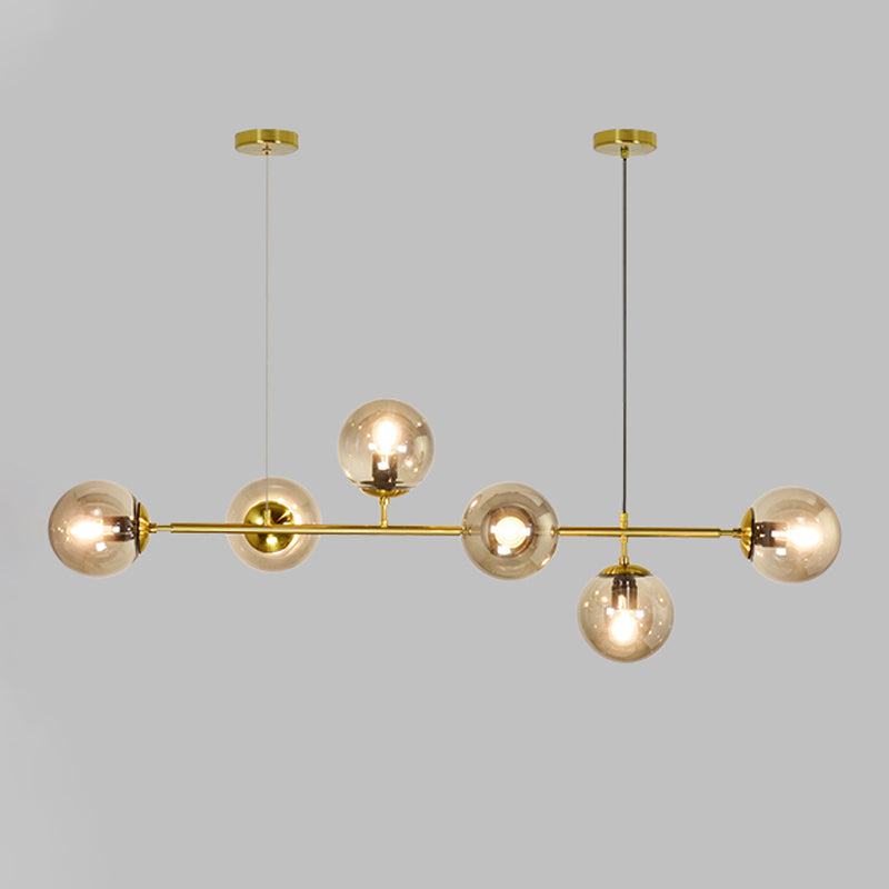 6 Light Sphere Island Light Fixture Contemporary Glass Island Chandelier