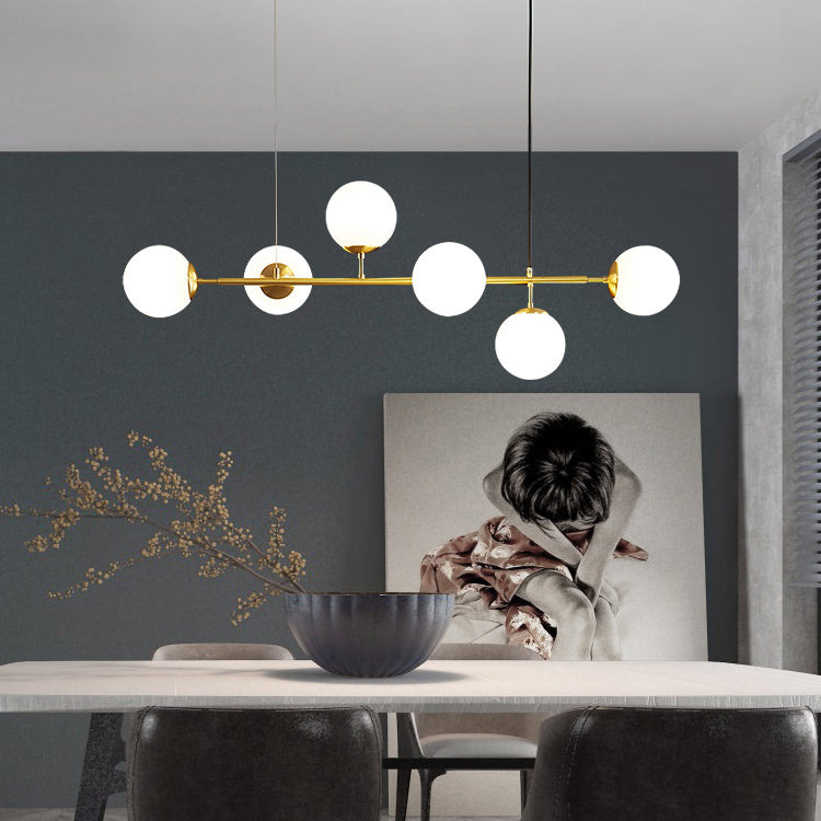 6 Light Sphere Island Light Fixture Contemporary Glass Island Chandelier