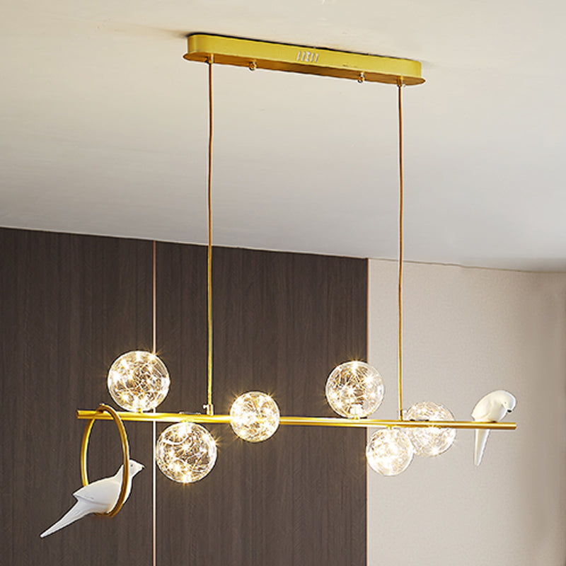 4 Light Sphere Island Light Fixture Contemporary Glass Island Chandelier in Gold