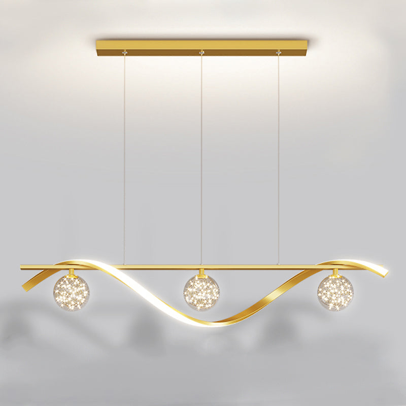 4 Light Sphere Island Light Fixture Contemporary Glass Island Chandelier in Gold