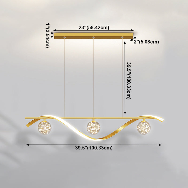 4 Light Sphere Island Light Fixture Contemporary Glass Island Chandelier in Gold