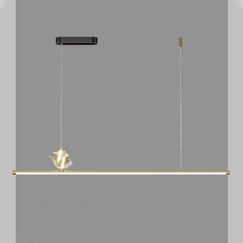 1 Leichte lineare Insel -Leuchten für zeitgenössische Kristallinselkronleuchter in Gold