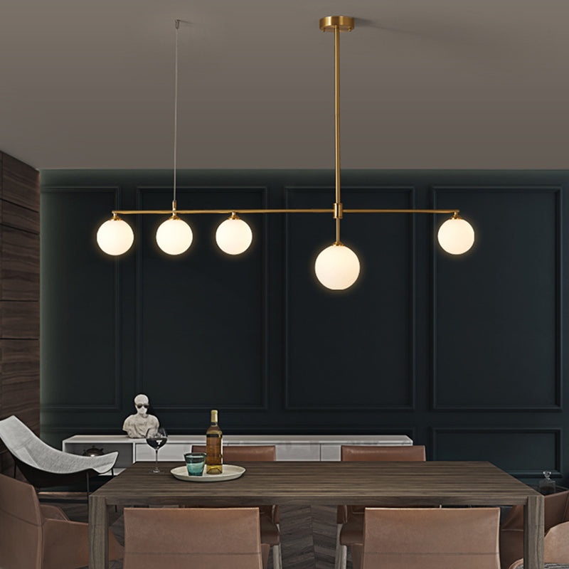 Copper Modern Island Lighting Glass Chandelier Light Fixture for Dining Room