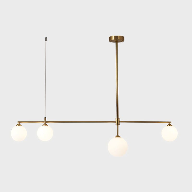 Copper Modern Island Lighting Glass Chandelier Light Fixture for Dining Room