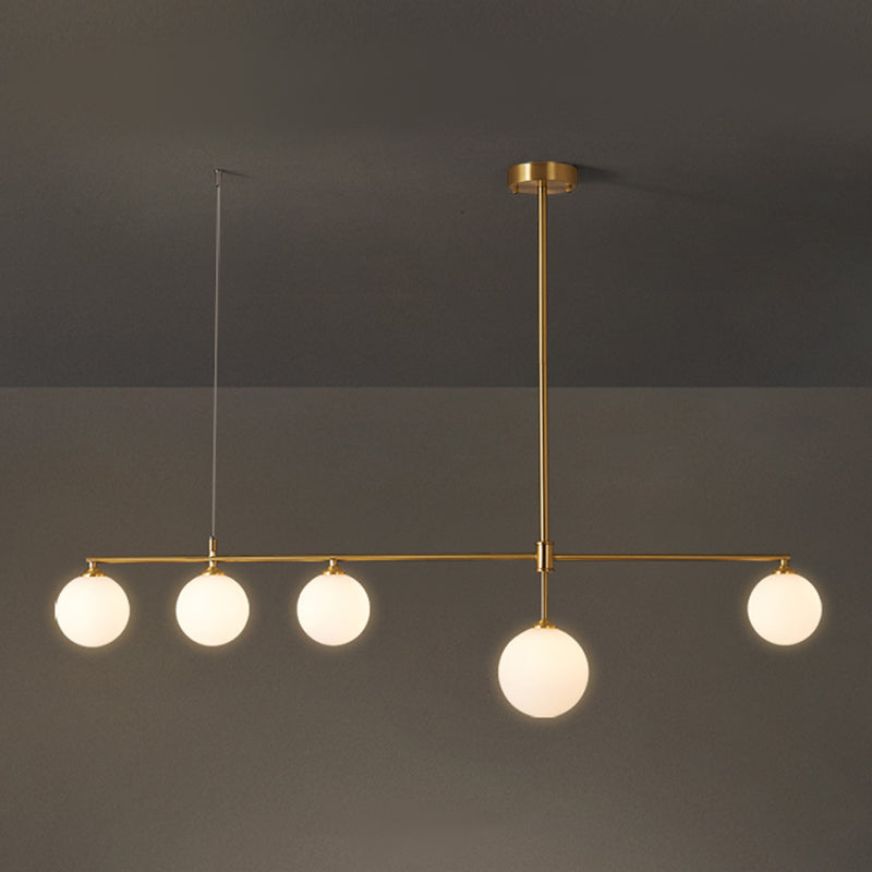 Copper Modern Island Lighting Glass Chandelier Light Fixture for Dining Room