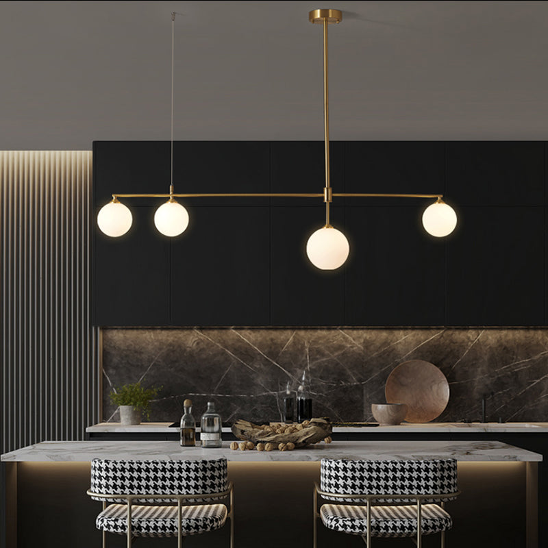 Copper Modern Island Lighting Glass Chandelier Light Fixture for Dining Room