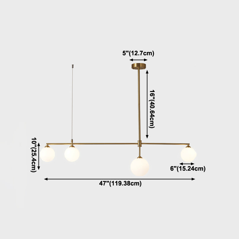 Copper Modern Island Lighting Glass Chandelier Light Fixture for Dining Room