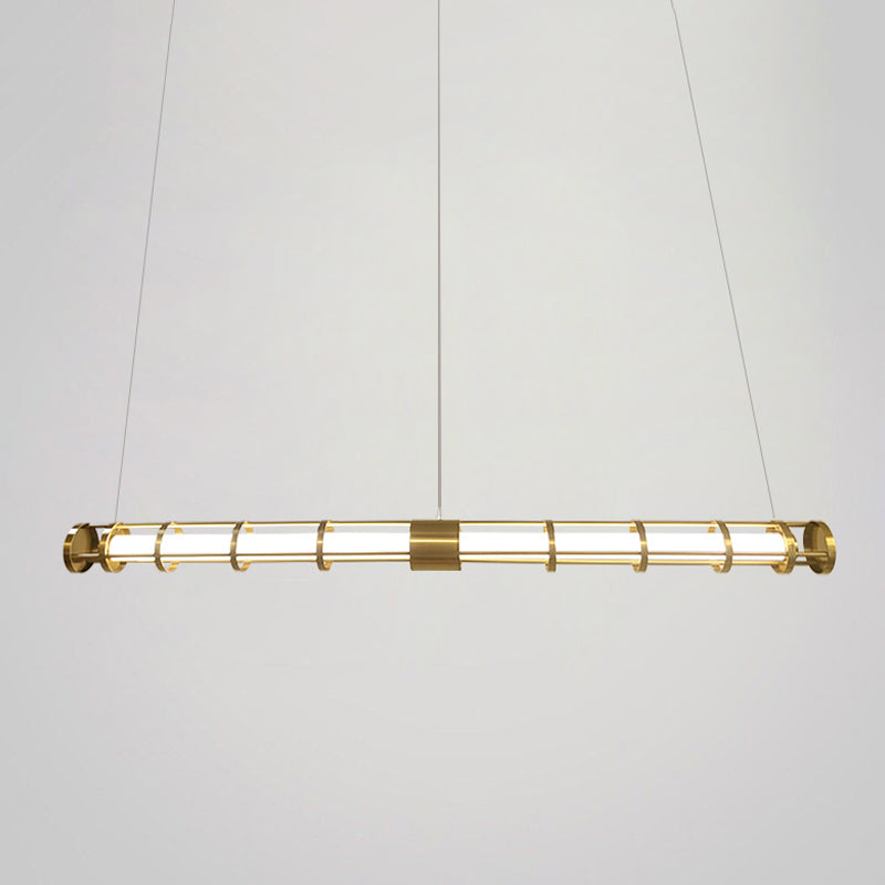 Postmodern Island Lighting Linear Glass Chandelier Light Fixture for Dining Room