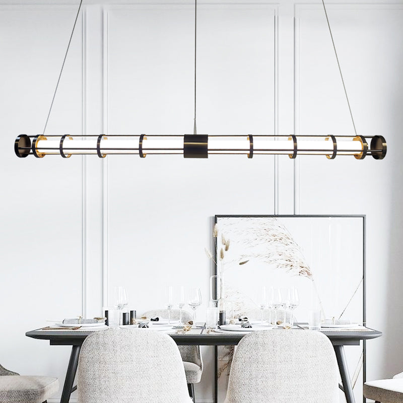 Postmodern Island Lighting Linear Glass Chandelier Light Fixture for Dining Room
