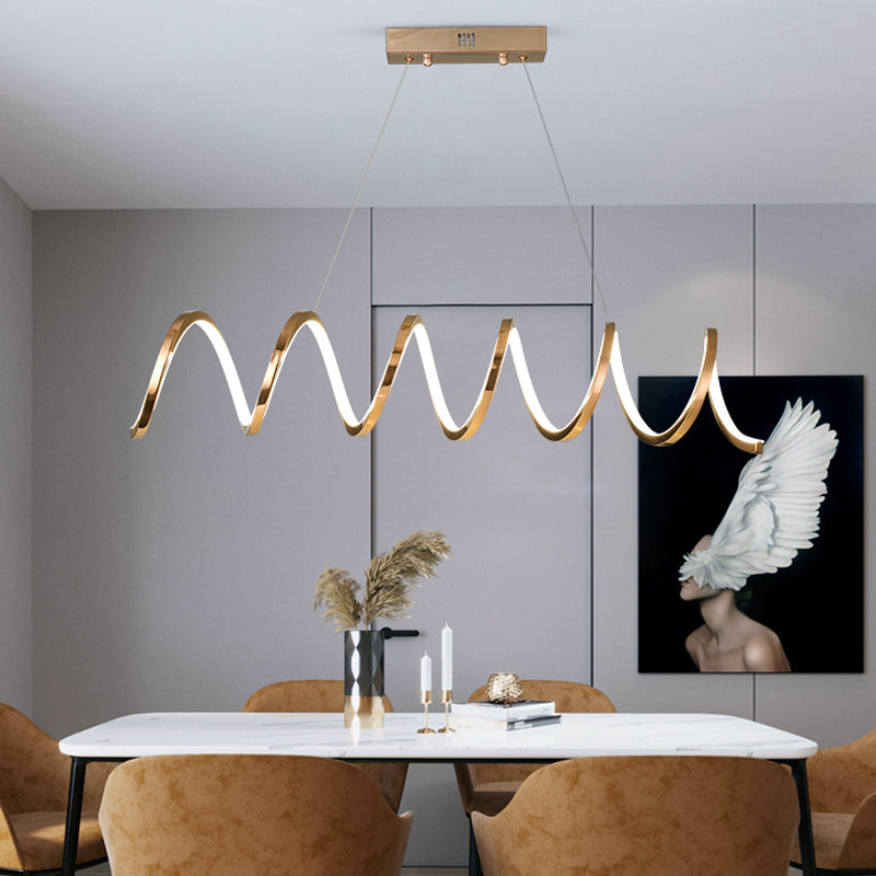 Gold Metal LED Island Light Fixture Modern Ceiling Pendant Light for Living Room