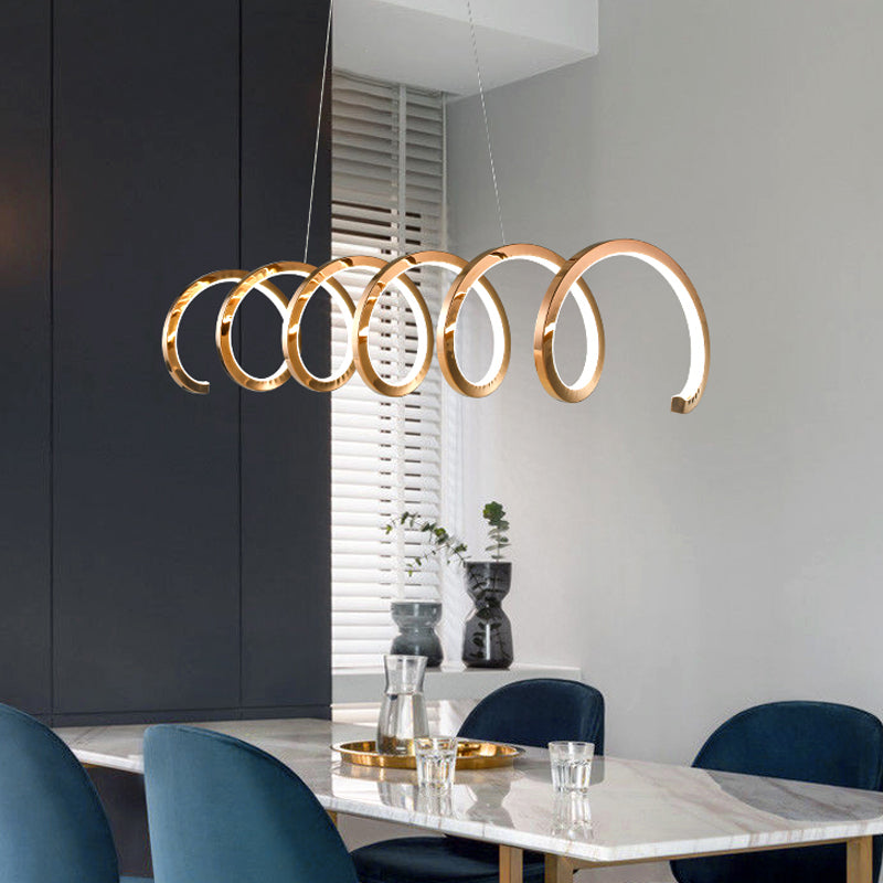 Gold Metal LED Island Light Fixture Modern Ceiling Pendant Light for Living Room
