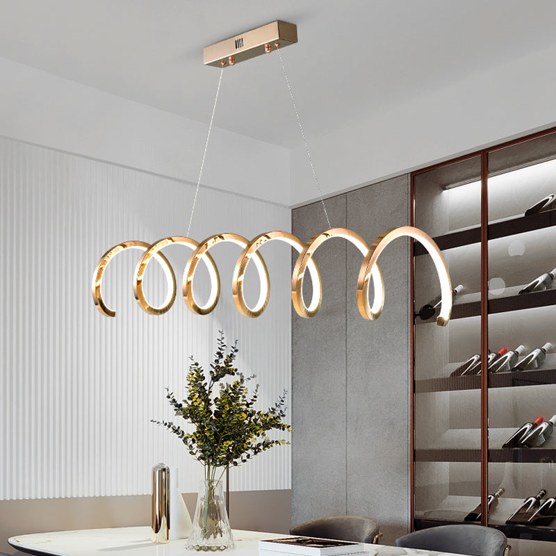 Gold Metal LED Island Light Fixture Modern Ceiling Pendant Light for Living Room