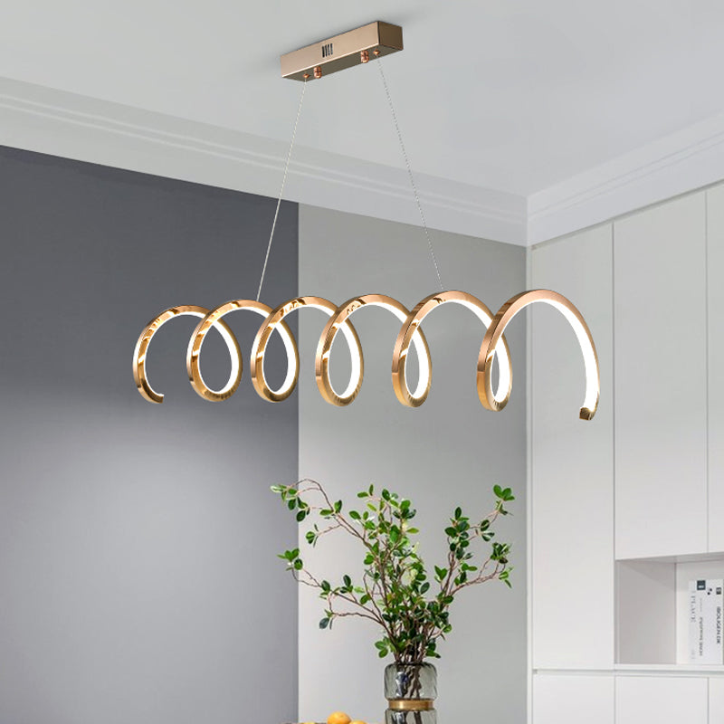 Gold Metal LED Island Light Fixture Modern Ceiling Pendant Light for Living Room