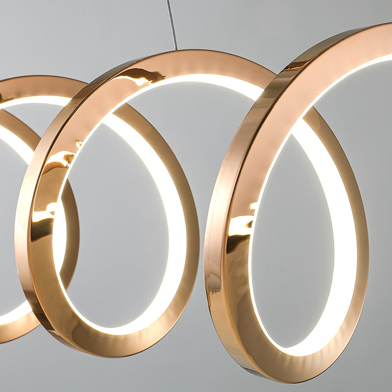 Gold Metal LED Island Light Fixture Modern Ceiling Pendant Light for Living Room