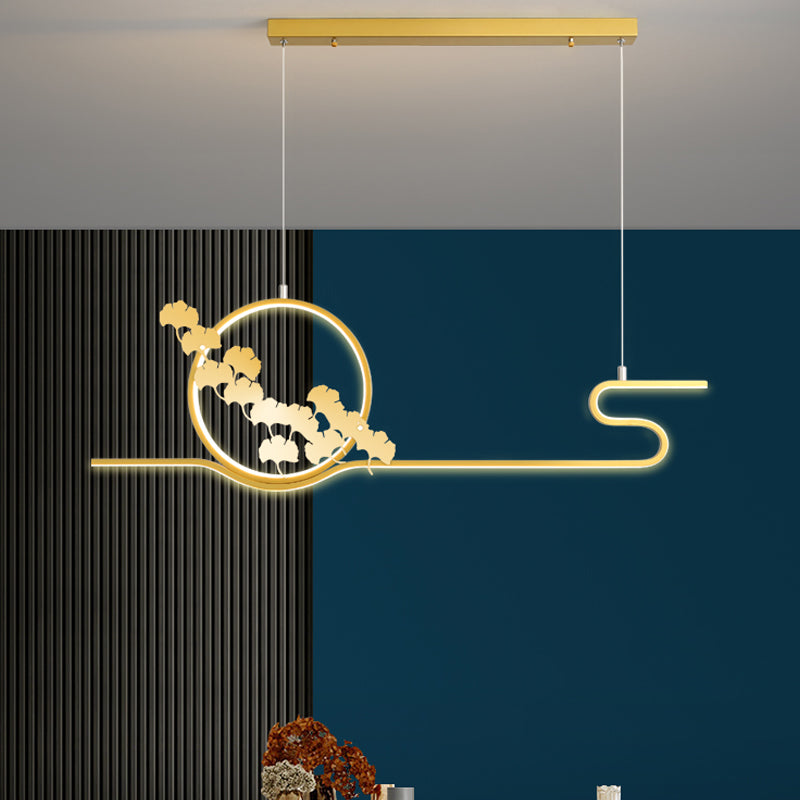 Luces de isla de forma lineal Estilo moderno Metal dos luces colgantes de luz