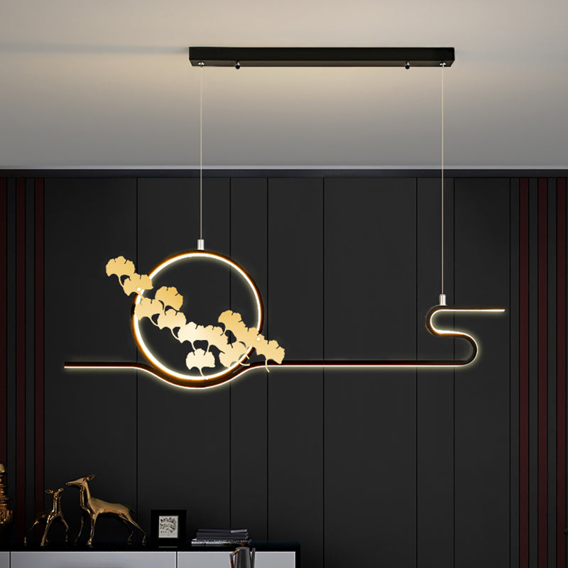 Luces de isla de forma lineal Estilo moderno Metal dos luces colgantes de luz