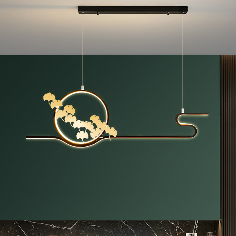 Luces de isla de forma lineal Estilo moderno Metal dos luces colgantes de luz