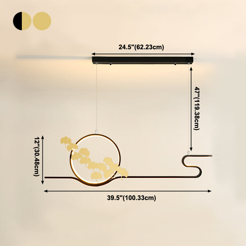 Luces de isla de forma lineal Estilo moderno Metal dos luces colgantes de luz