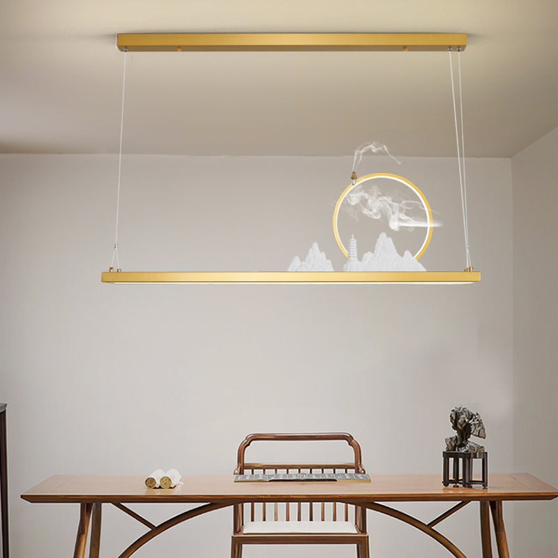 Linear Shape Island Lights Modern Style Metal 2 Light Pendant Lighting