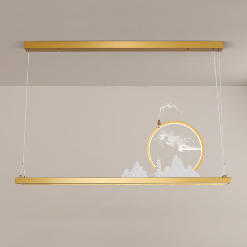 Linear Shape Island Lights Modern Style Metal 2 Light Pendant Lighting