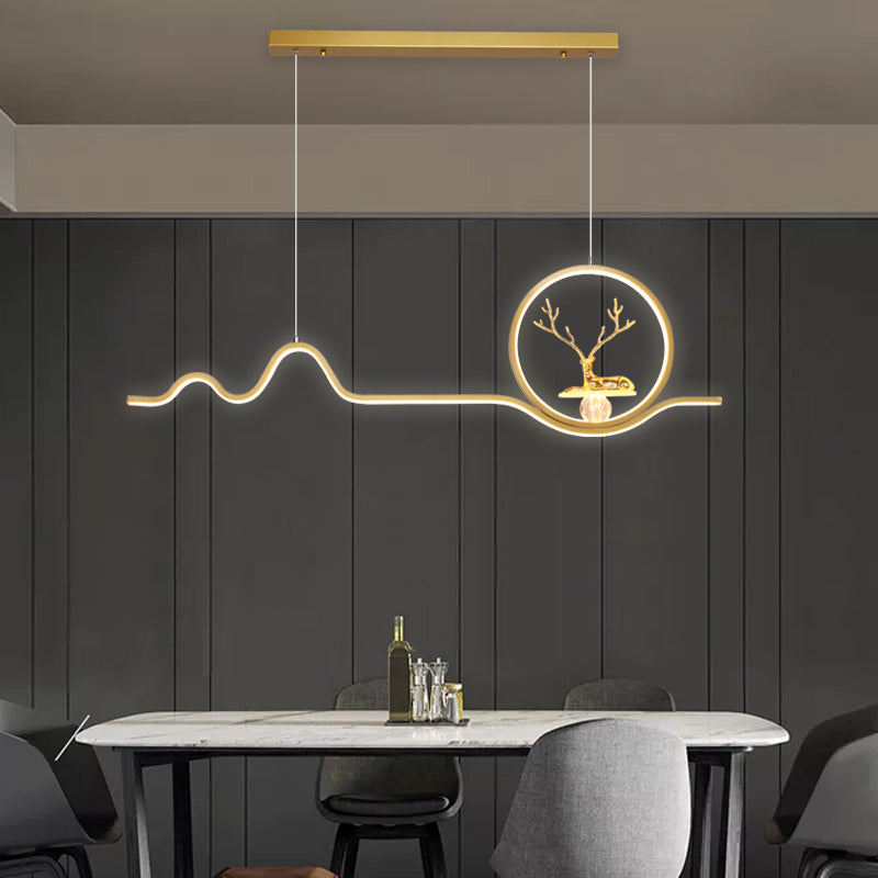 Linear Shape Island Lights Modern Style Metal 2 Light Pendant Lighting
