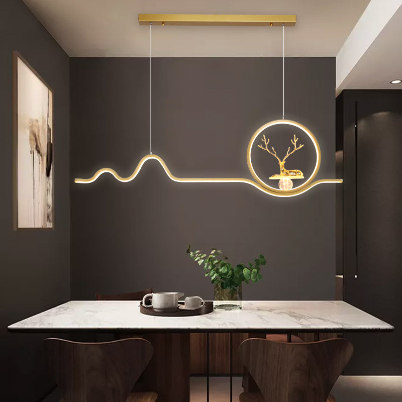 Linear Shape Island Lights Modern Style Metal 2 Light Pendant Lighting