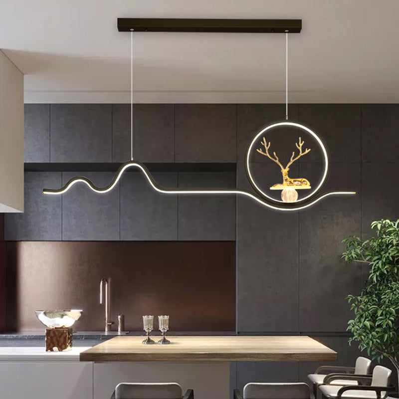 Linear Shape Island Lights Modern Style Metal 2 Light Pendant Lighting