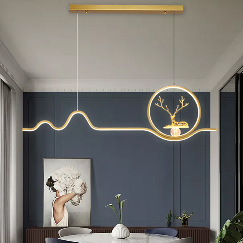 Linear Shape Island Lights Modern Style Metal 2 Light Pendant Lighting