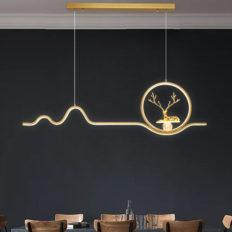 Linear Shape Island Lights Modern Style Metal 2 Light Pendant Lighting